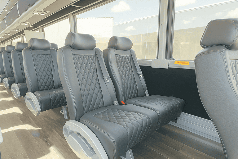 interior of Maricopa Minibus Company charter bus