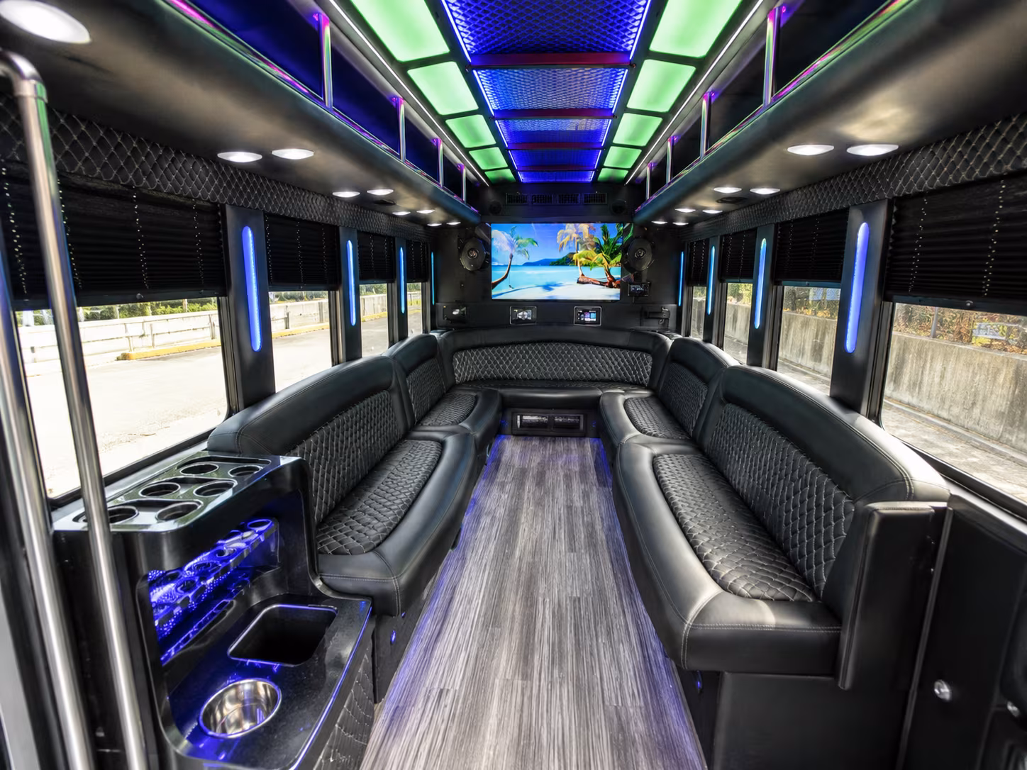 maricopa 18 passenger party bus inside